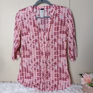 Patagonia Womens Tank 3/4 Sleeves Size 4 cotton Purple Multicolor Blouse